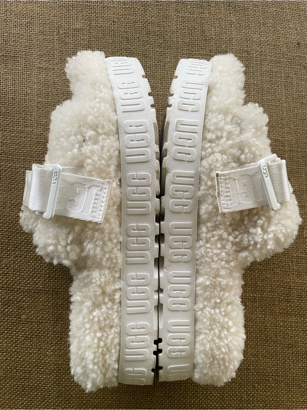 UGG Fluffita Slide Sandals in Off-White - Picture 7 of 14